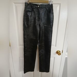 Wilfred Aritzia The Melina Faux Vegan Leather Straight Leg Trouser Pants Black 2